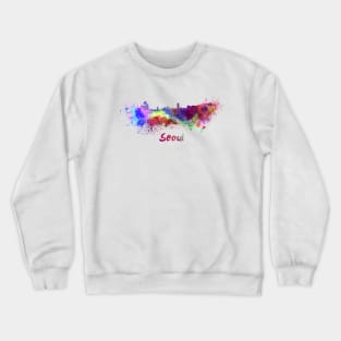 Seoul skyline in watercolor Crewneck Sweatshirt